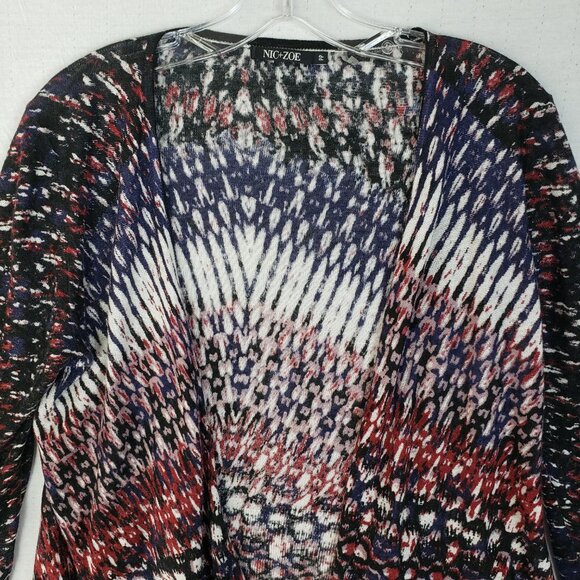 NIC+ZOE Grace 4-Way Convertible Cardigan Linen Blend Abstract Print size PP - Picture 5 of 16